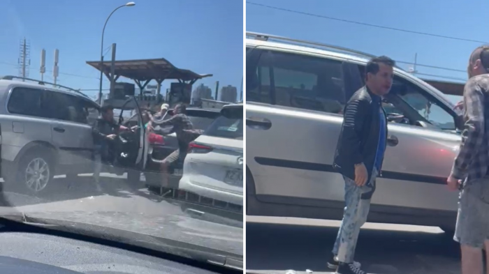 Graban violenta pelea entre conductores en Valparaíso: Uno quedó ensangrentado