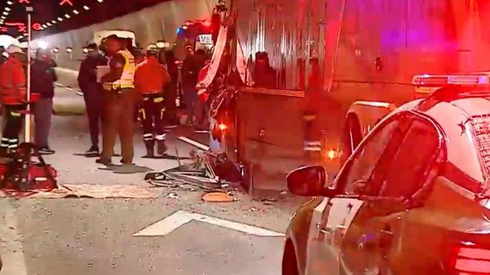 Grave accidente en Túnel Zapata: Chofer de bus murió en choque con camión