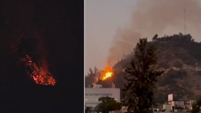 Incendio en Cerro San Cristóbal: Imágenes en vivo captaron los cuatro focos en el parque metropolitano