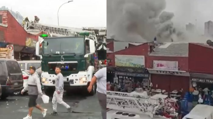 Se registró incendio en La Vega Central: Fuego se inició en bodega de frutos secos