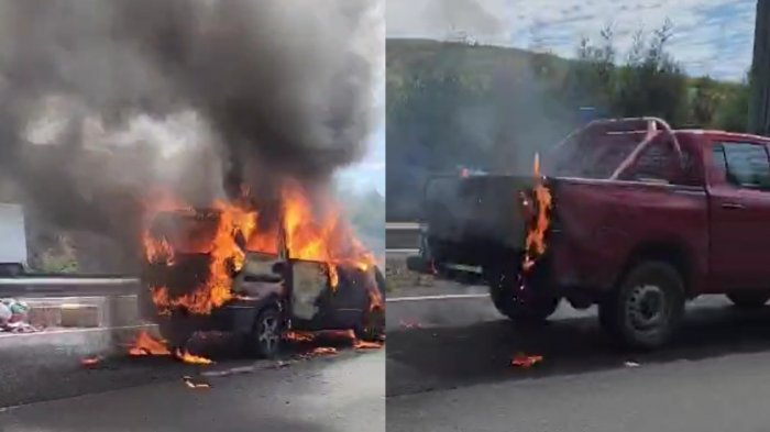 Choque múltiple en Ruta 68: Vehículo terminó incendiado a la altura de Quintay
