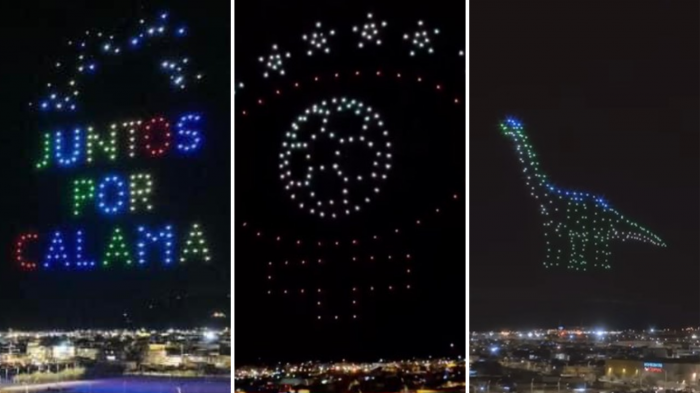 Calama despidió el 2023 con espectacular show de drones: Recrearon escudo de Cobreloa