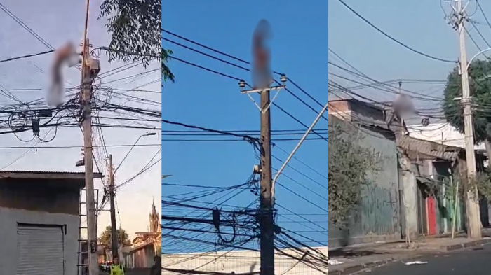 Hombre desnudo sobre cableado eléctrico obligó a desplegar equipos de emergencia en Santiago