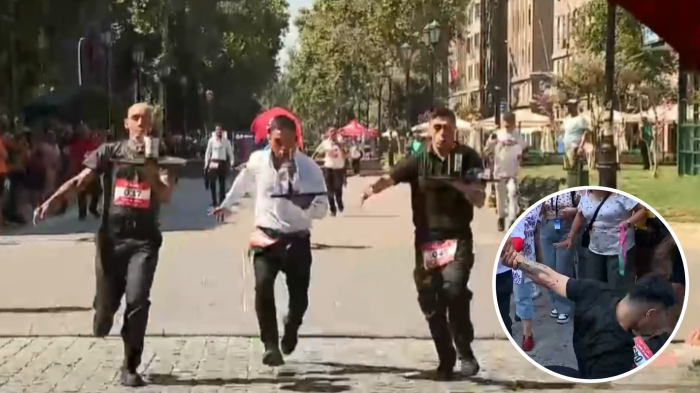 Fallaron al final: Clásica corrida de garzones culminó con estrepitosa caída