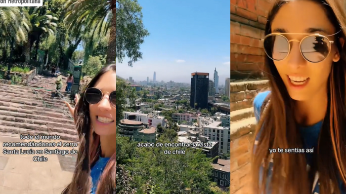 Tiktoker argentina en shock al visitar Cerro Santa Lucía: Chilenos la alertaron por delincuencia