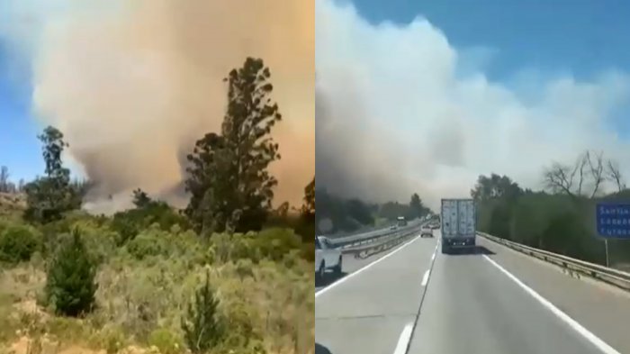 Emergencia por incendio forestal en Peñuelas: Cortan Ruta 68 y declararon Alerta Roja