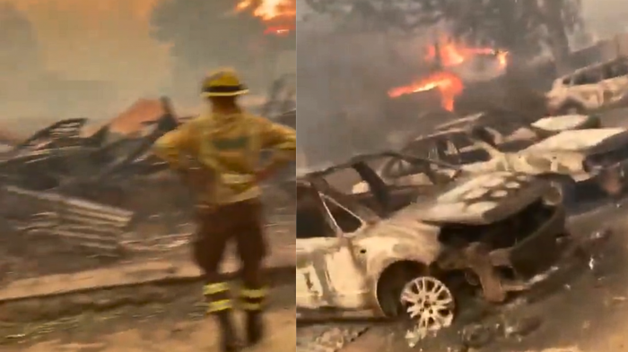 Incendio arrasó cuarteles y vehículos de brigadistas de Conaf: Registraron dramático momento