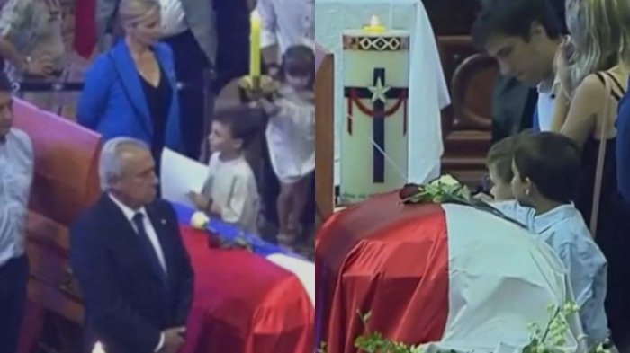 Con dibujos para su abuelo: El conmovedor adiós de los nietos de Sebastián Piñera en funeral de Estado