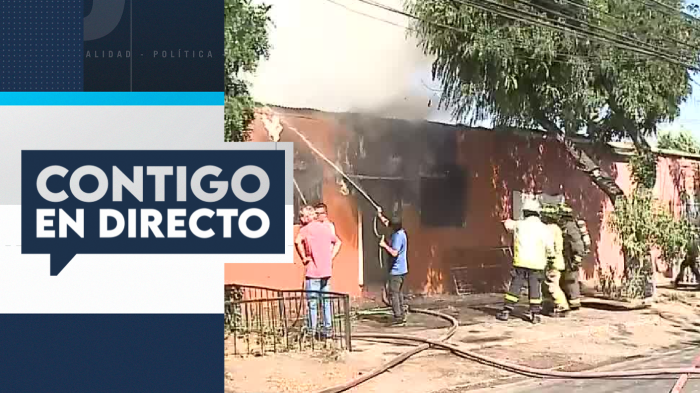 Incendio afecta a casa en Estación Central: Bomberos intentan evitar la propagación