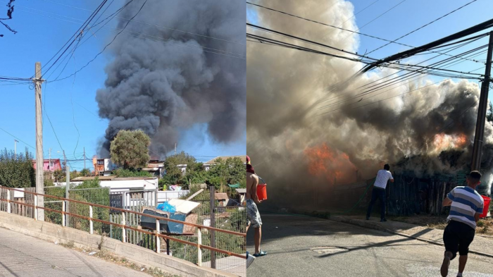 Incendio estructural afecta al sector Villa Hermosa en Viña del Mar