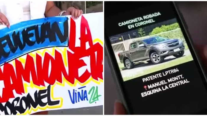 Con pancarta en pleno Festival de Viña: Mujer se viraliza por particular denuncia de robo de camioneta a sus papás