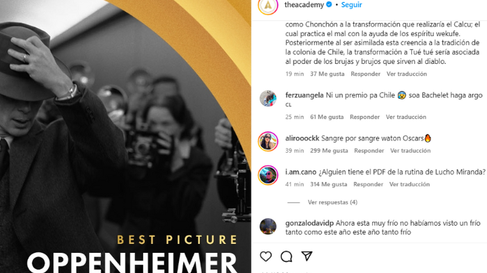 ¡Típico chileno! Llenan de recetas y comentarios Instagram de la Academia tras los Oscar 2024