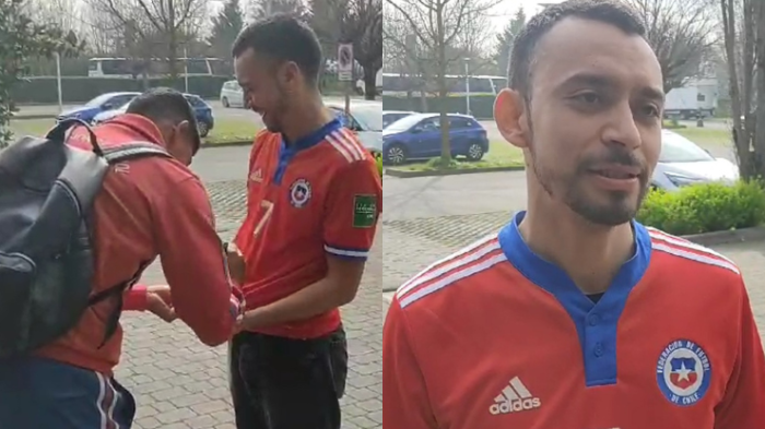 Ya se llevó un recuerdo y sueña con ver a Alexis: El hincha chileno que está haciendo patria en Parma