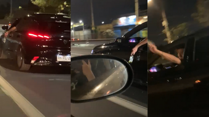 Ni lo ocultó: Conductor fue grabado bebiendo cerveza en autopista y atacó a quienes lo filmaron