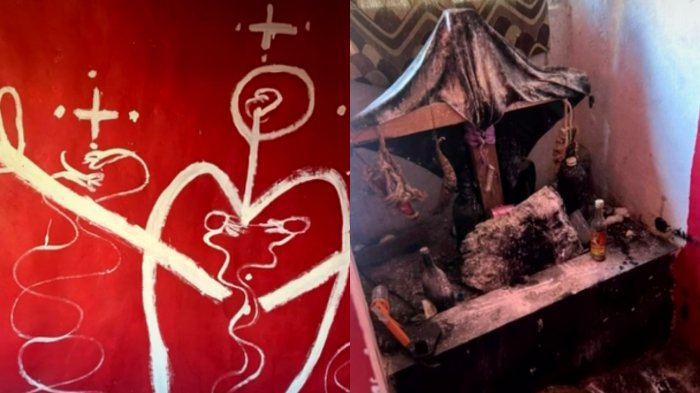 Exclusivo: Así son los altares con sangre animal e imágenes religiosas hallados en toma de Cerrillos