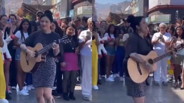 Mon Laferte sorprendió con show improvisado en la calle en centro de Antofagasta