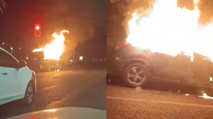 Pérdida total: Impactante grabación muestra momento en que auto es consumido por las llamas