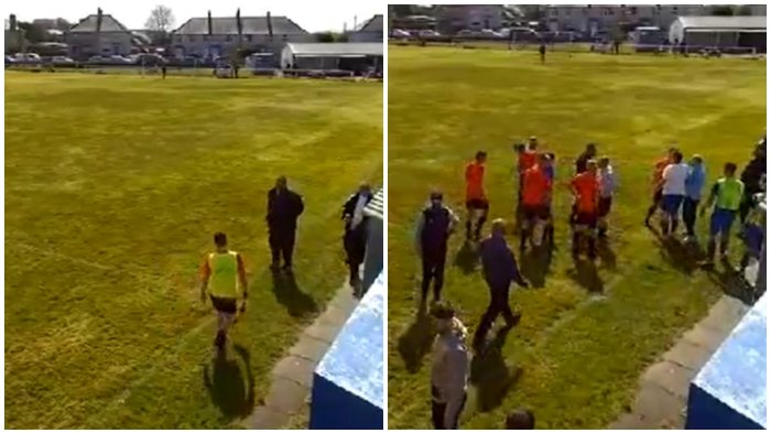 Insólita imagen: Entrenador golpeó y noqueó a guardalíneas durante un partido en Gales