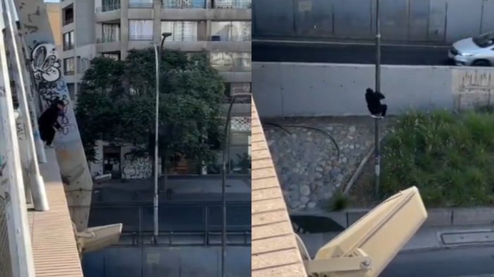 Critican osada hazaña de seleccionado de parkour en Santiago Centro