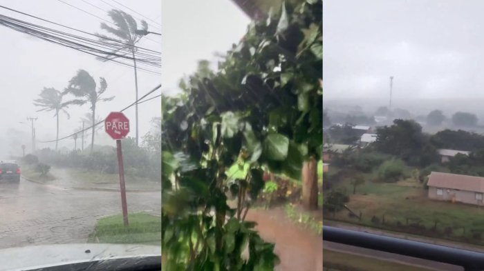 Fuertes vientos y lluvia: Viralizan registros del paso del ciclón extratropical por Rapa Nui