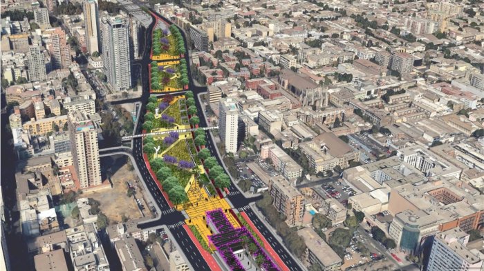 Así será el parque urbano sobre la Autopista Central que busca transformar Santiago