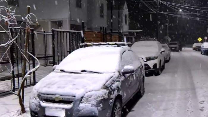 Los registros de la nevazón en el Cajón del Maipo por avance del sistema frontal