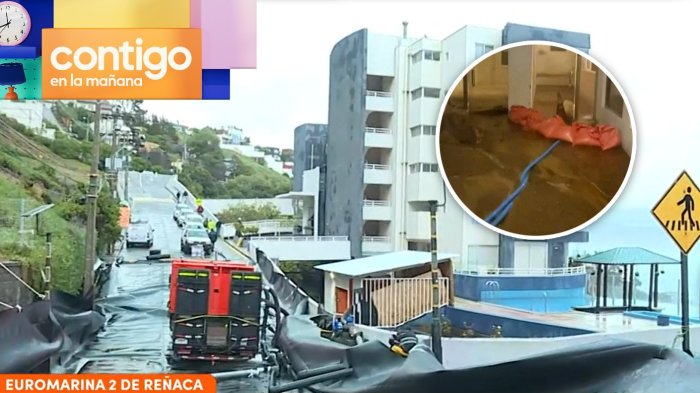 Deslizamiento de agua y barro afectó a edificio de socavón en Reñaca