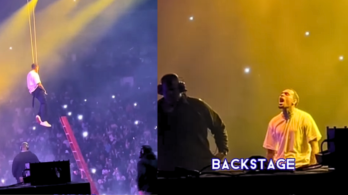 Causó molestia: Captan insólita falla técnica en pleno show de Chris Brown