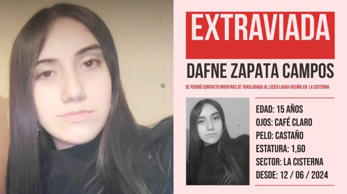 Compañera de curso alertó a la familia: Realizan frenética búsqueda de adolescente desaparecida en La Cisterna