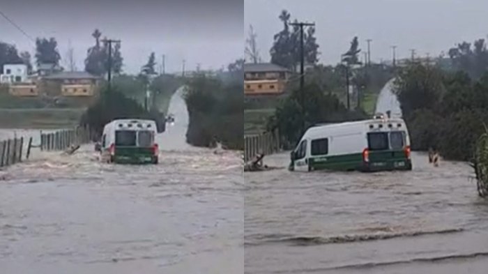 VIDEO | Patrulla de Carabineros fue arrastrada por intenso caudal de río en Quillota