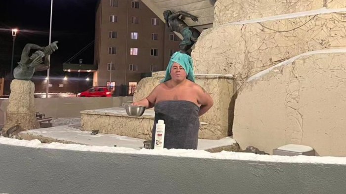 “Fue un remezón”: Hombre que se bañó en pileta de Punta Arenas y se volvió viral explicó motivo
