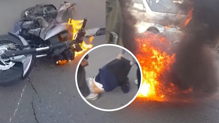 Detención ciudadana en 10 de julio: Locatarios quemaron la moto de acusado de robo