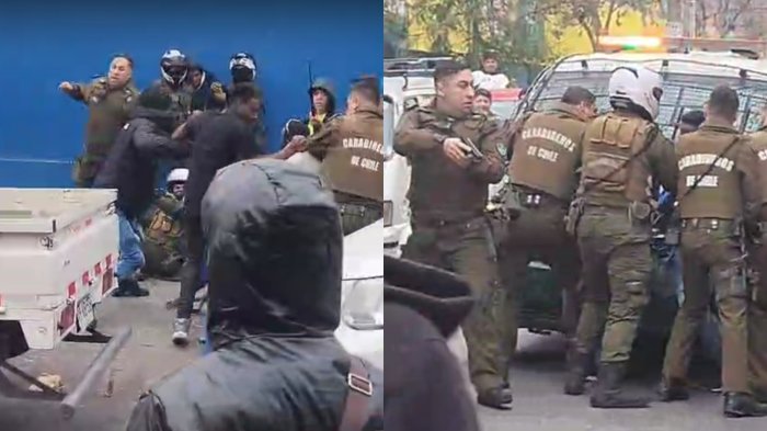 Turba atacó a carabineros del Barrio Franklin: Intentaban evitar detención de sujeto tras fiscalización