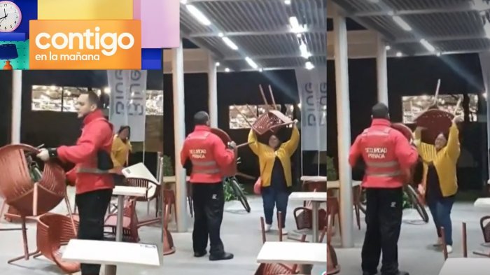 Lanzó sillas y mesas: Supuesta mechera desató caos al enfrentarse contra guardia en servicentro