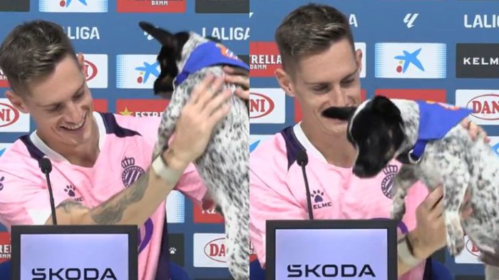El mejor amigo: Jugador del Espanyol sorprendió al dar una conferencia junto a su perrito