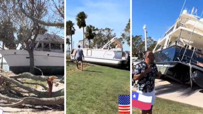 Yates en medio del parque: Chileno capturó impactantes registros del paso del huracán Milton