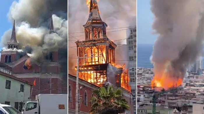 Un siglo convertido en cenizas: Devastador incendio consume histórica Iglesia San Francisco de Iquique