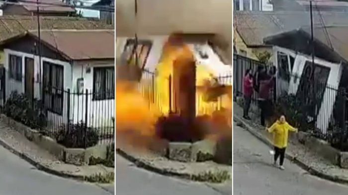 Video muestra momento exacto de explosión que afectó a casa en Viña del Mar y que dejó grave a adulta mayor