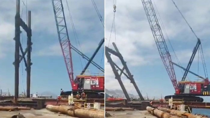 “¡Suéltala!”: Video muestra impresionante caída de una grúa en el puerto de Antofagasta