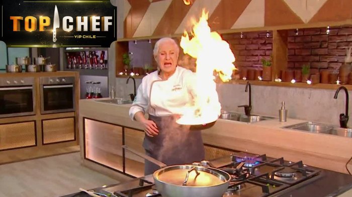 ¡Pánico en la cocina! Teresita Reyes sufrió chascarro con el salteado en Top Chef VIP