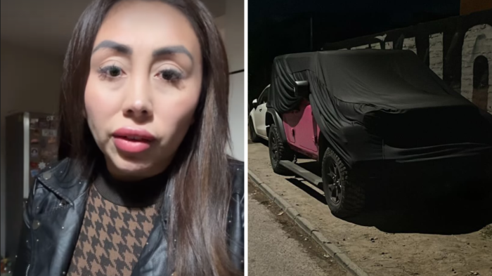 Roban Jeep rosado de Naya Fácil en La Reina: Lo encontraron tapado con una funda en la vía pública