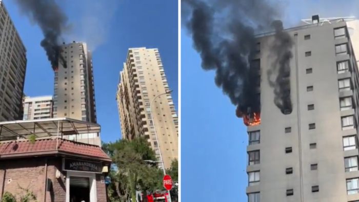 Incendio en piso 21 dejó tres personas lesionadas en Santiago Centro