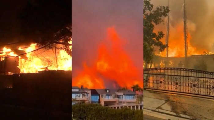 Graves incendios en Los Ángeles destruyen mansiones: Evacuaron a 30.000 personas en California