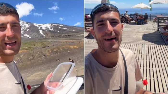 “Es lo que hay”: Tiktoker español se hizo viral al mostrar altos precios en Volcán Villarrica