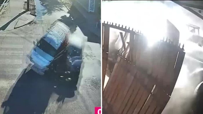 VIDEO | Furgón quedó incrustado en una casa tras huir de fiscalización en Lo Prado