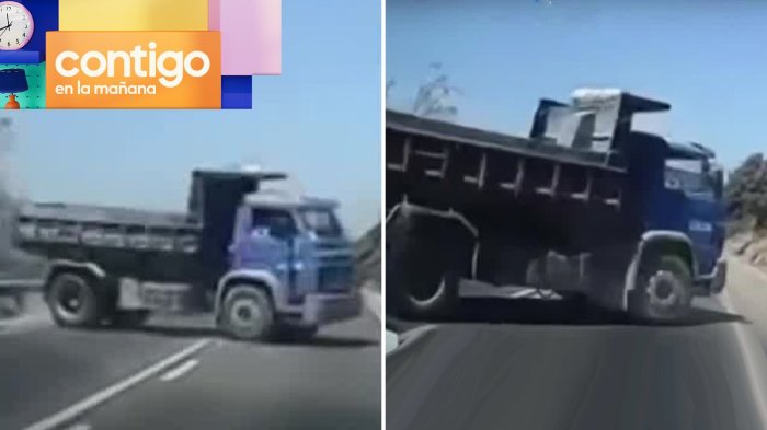 ¡Se salvó de milagro! Mujer evitó chocar contra camión en plena carretera tras rápida reacción