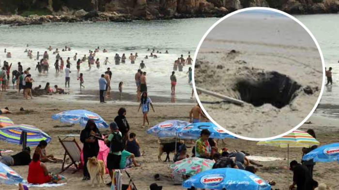 Rescataron a niño con retroexcavadora tras quedar atrapado en la arena de playa de Cartagena