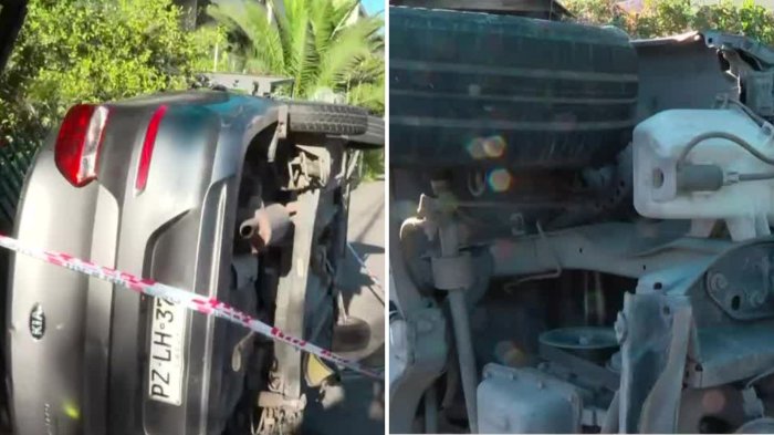 Vehículo volcó y chocó en Ñuñoa: Destrozó la entrada y reja perimetral de un edificio