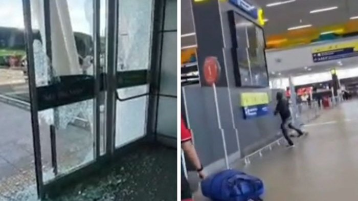 VIDEO | Ciudadano haitiano destruyó por segunda vez pantallas en el Aeropuerto de Santiago