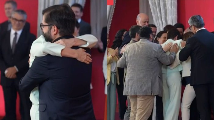 VIDEO | El emotivo abrazo de Carolina Tohá con el pdte. Boric y ministros tras su renuncia